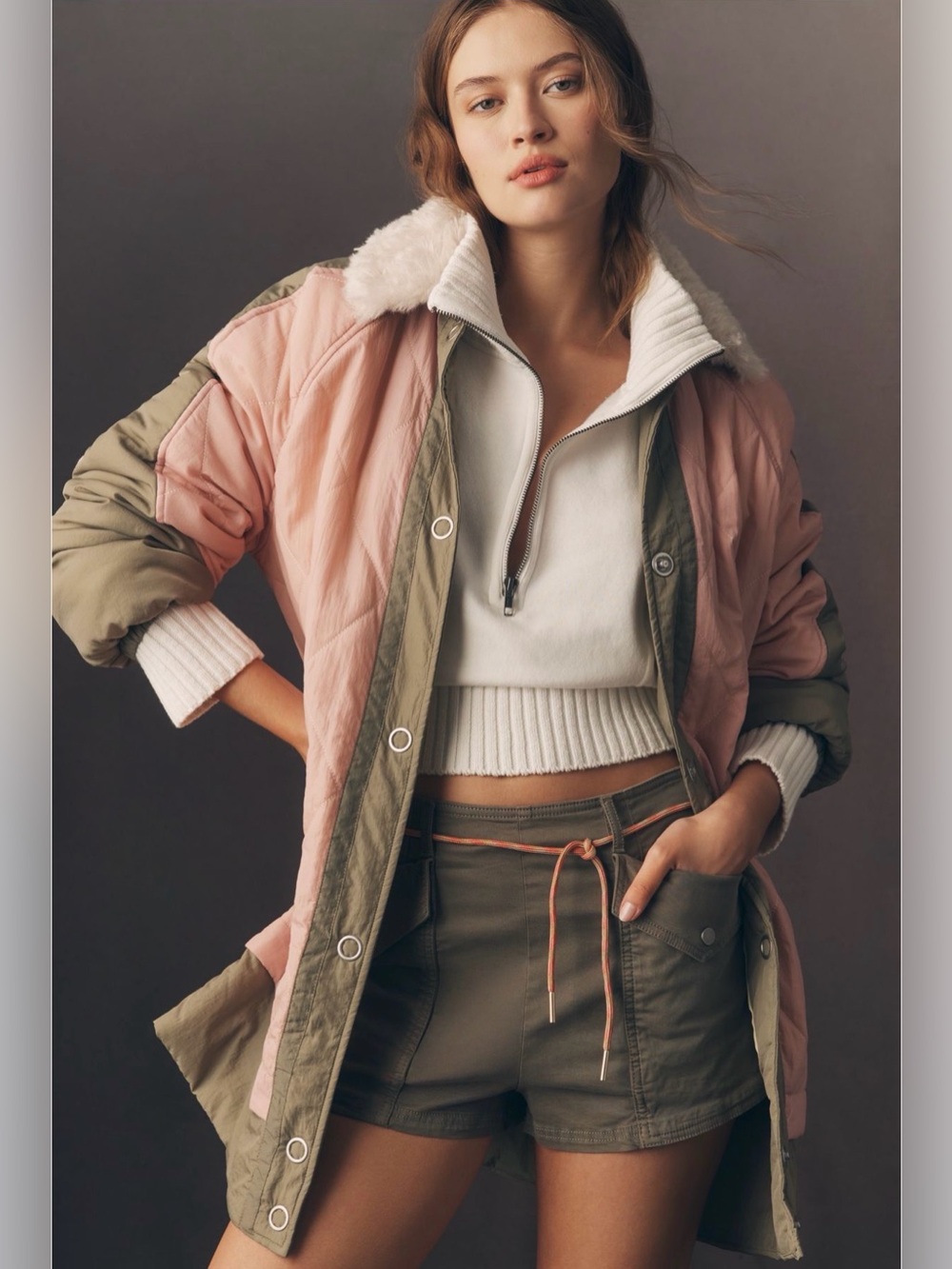 NWT- Pilcro Sherpa Fleece Collar Quilted Liner Coat (Size L)